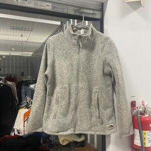 The North Face‎ Womens Fleece Jacket Gray Speckled Full Zip Mock Neck Size Large